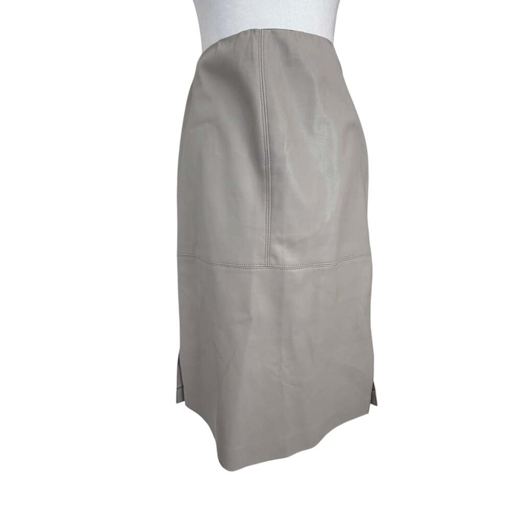 Brochu Walker Beige Taupe Faux Leather Vegan Pencil Skirt Womens Size Small